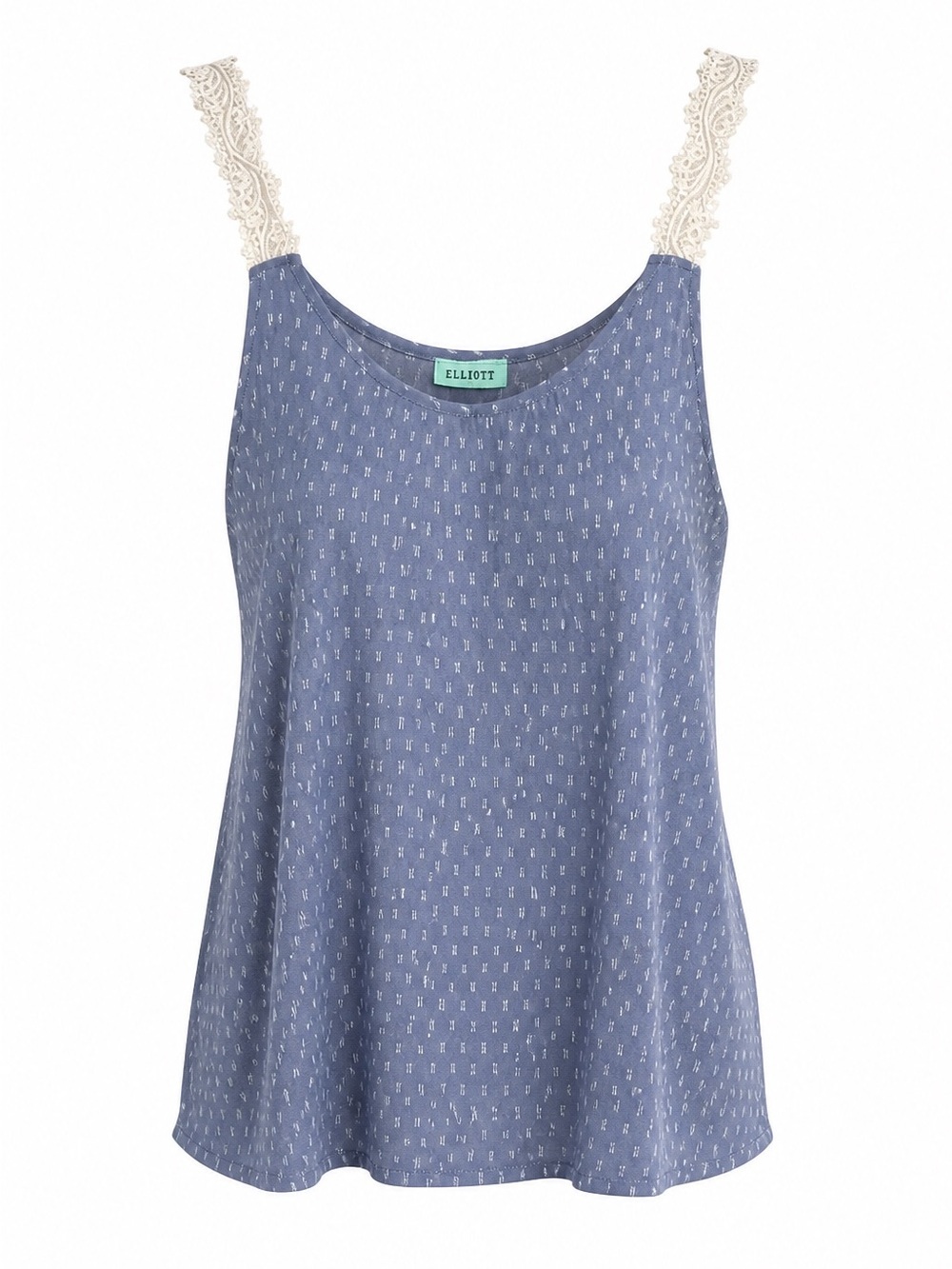 Elliott Blue Printed Lace-Shoulder Camisole